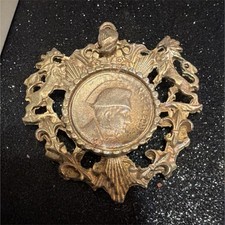 Vintage Shield Brooch Gold Tone Heraldic Lion Brass Pin Fashion Jewelry