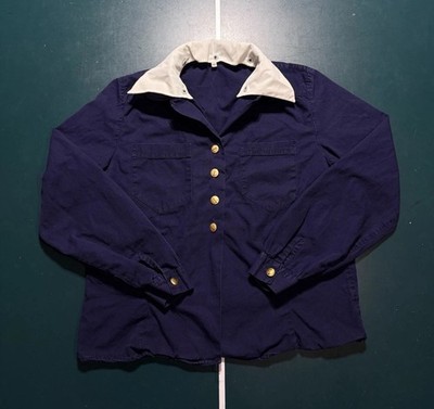 Vtg 70s Swedish Navy Women's Service Blouse 38 Sporrong Anchor Buttons Navy Blue