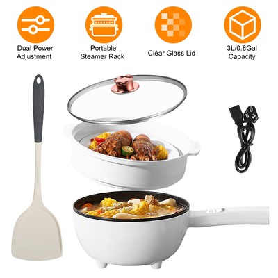 Electric Hot Pot Frying Pan Non-Stick Rapid Noodles Cooker Picnic Camping Cooker
