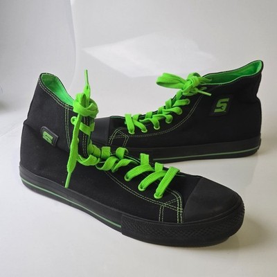 Snap-on Hot Rod Black / Green Canvas High Top Sneakers US Size 11