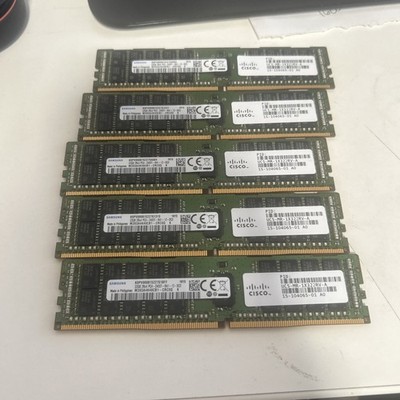 LOT OF 5 - Samsung 32GB DDR4 PC4-2400T 2Rx4 ECC RDIMM Server RAM M393A4K40BB1