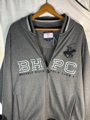 Beverly Hills Polo Club Mens Large Black And White Baseball Varsity Jacket