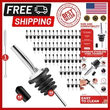 48-Pack Stainless Steel Bottle Pourers for Precise Alcohol and Wine Pouring