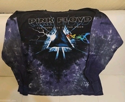 #ad Pink Floyd Dark Side Of The Moon Vortex L. Sleeve Liquid Blue Tie Dye T Shirt L $14.96