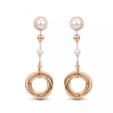 Simulated Pearl with Hoop Drop Earrings