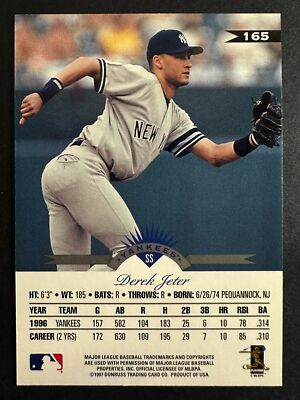 Derek Jeter 1997 Leaf Baseball Card New York Yankees #165 | eBay