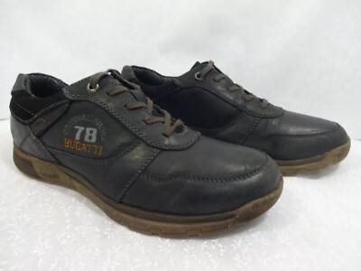 Bugatti Tex Mens Size EU 46 US 12 Black Leather Running Lace Up Low Top Shoes