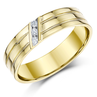 9 kt Gelbgold Ring flach Hof Diamant Ehering 5 mm