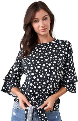Sugar Lips Women's XS Rhythm Polka Dot Tie-Front Top