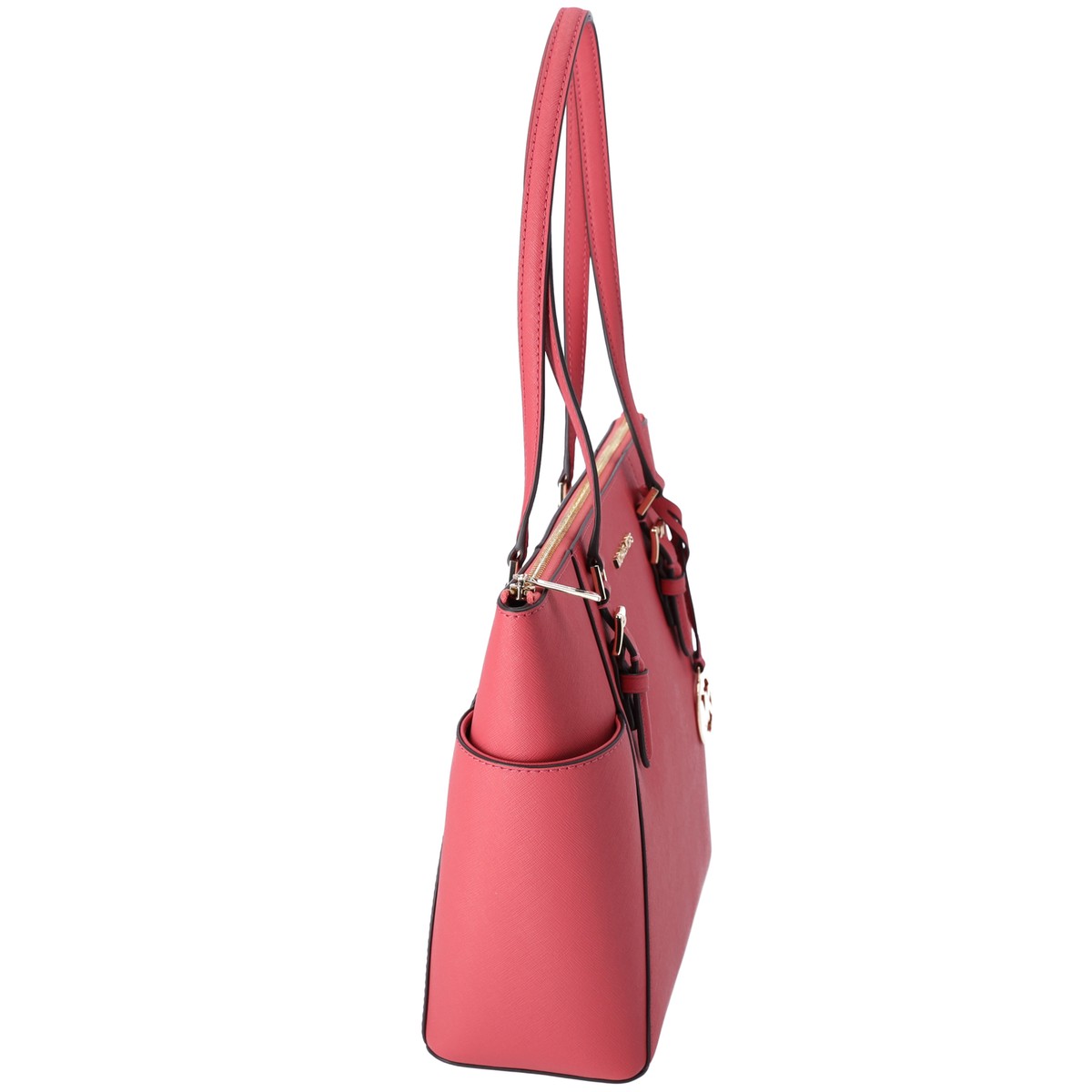 Michael Kors Charlotte Large Top Zip Leather Tote Light Berry