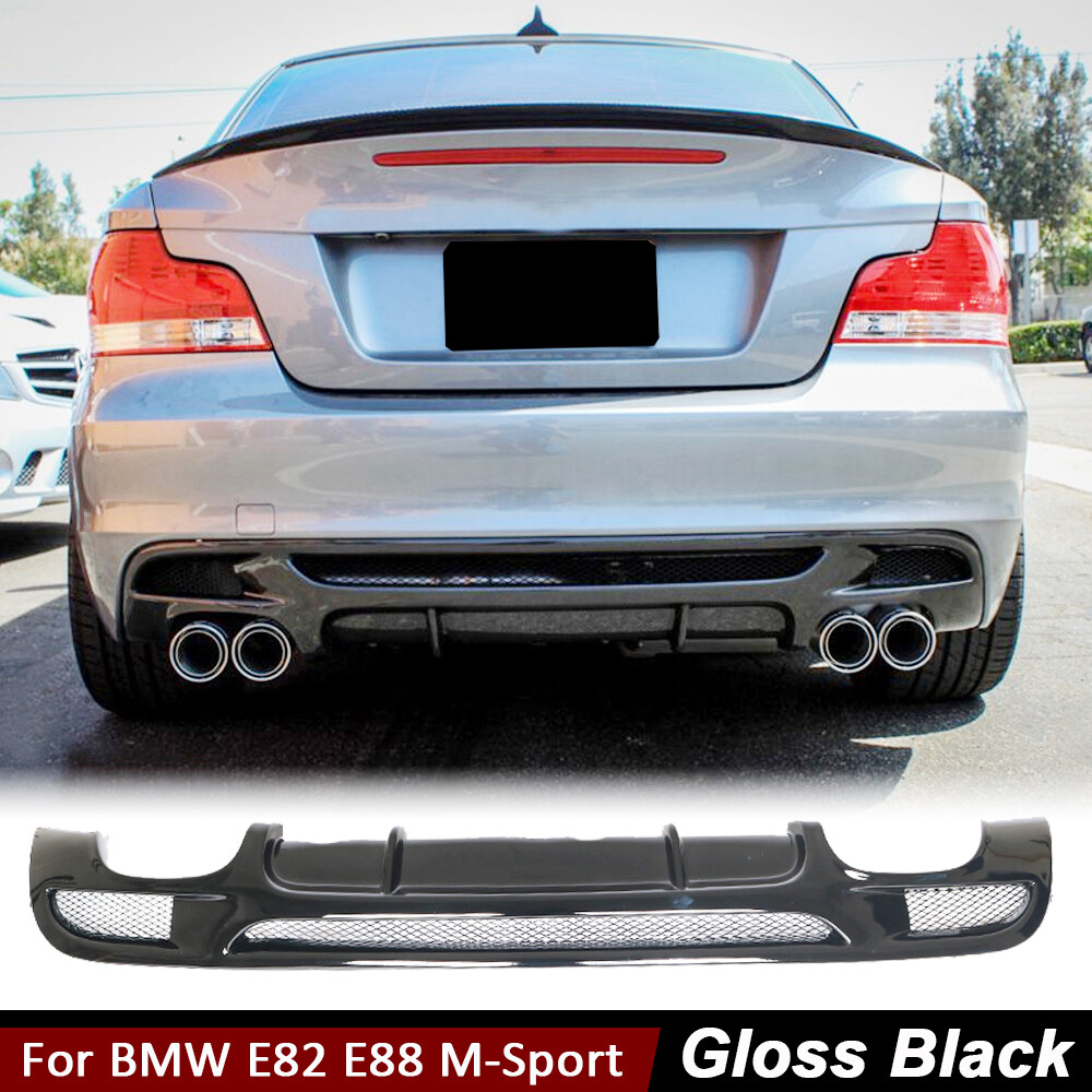 For BMW E82 E88 125i 135i M-Sport 2007-2013 Gloss Black Rear Bumper Diffuser Lip