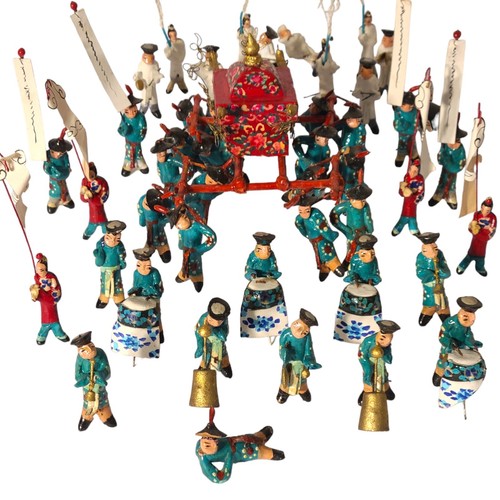 Traditional Chinese Funeral Procession Lead Figures, Vintage, 32 pieces