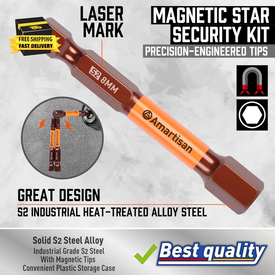 20-Piece Hex Head Allen Wrench Drill Bit Set, Metric and SAE S2 Steel Hex Bits S - Image 4 of 4