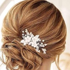 Flower Bride Wedding Hair Accessories Silver Leaf Bridal Hair Comb Side Comb ...
