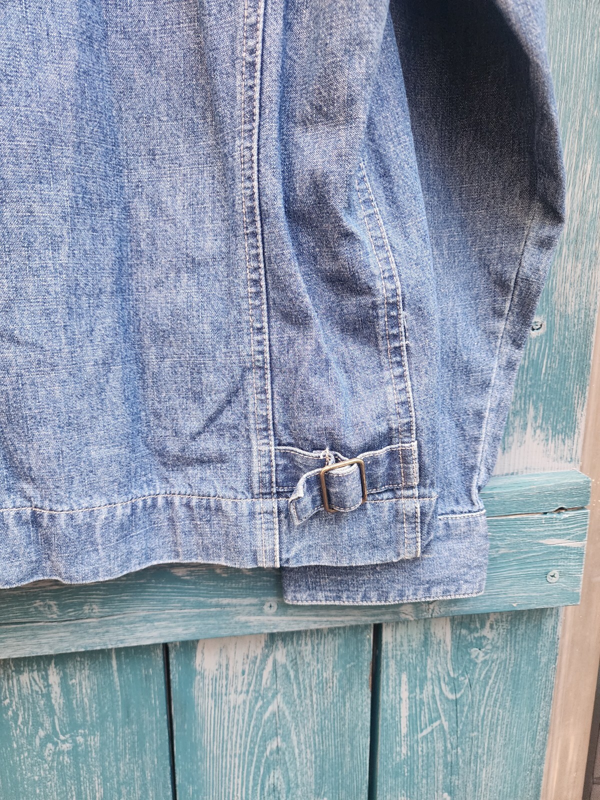 Denim Shacket Jacket Blast Blues Patch L Vintage? - image 9