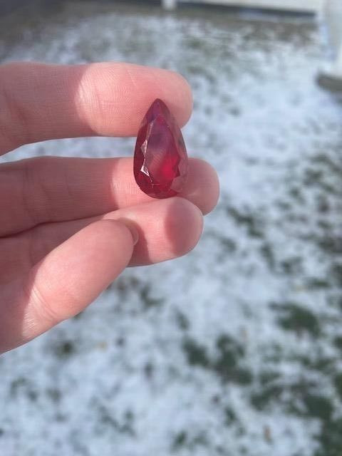 Natural certified Mozambique TCW 25.00 Blood Red Ruby Pear  Gemstone