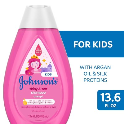 Johnson's Kids Shiny & Soft Tear-Free Shampoo with Argan & Silk, 13.6 oz