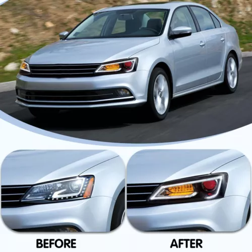 VLAND LED Headlights Fit 2011-2018 VW Jetta MK6 With Demon eye Lamp Assembly - Picture 7 of 9