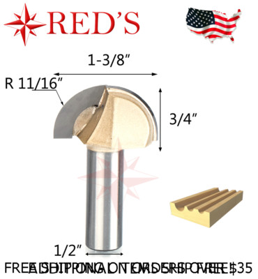 Tideway Carbide PRO LC05022208 11/16'' Radius Core Box 1/2'' shank router bit