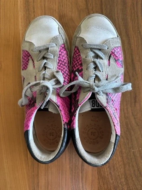 Golden Goose Kids Pink Snakeskin Super Star Sneakers Size 34 | eBay