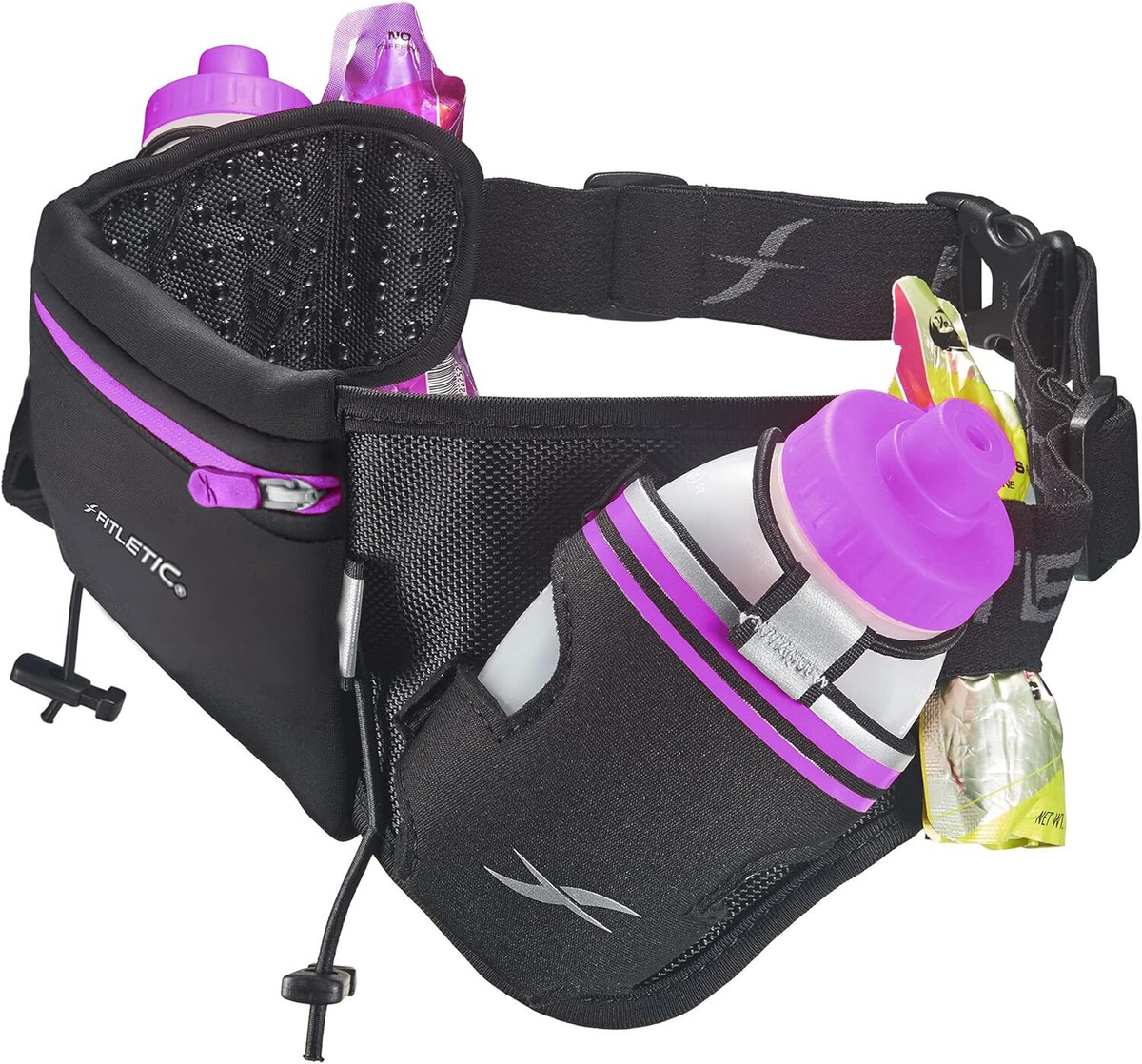 Ceinture D'hydratation It's Running Hydra Running Belt – 2 Bouteilles 300 Ml, Poches Zippées, Porte-dossard, Extensible Pour Grande Taille