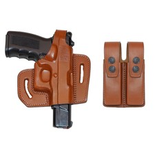 Koltster Pancake Leather Holster Open-end RH Double Mag Pouch For Colt 1911