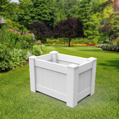 White Vinyl PVC Garden Planter Boxed Plastic Raised Bed Vegetable Flower Pot 31''