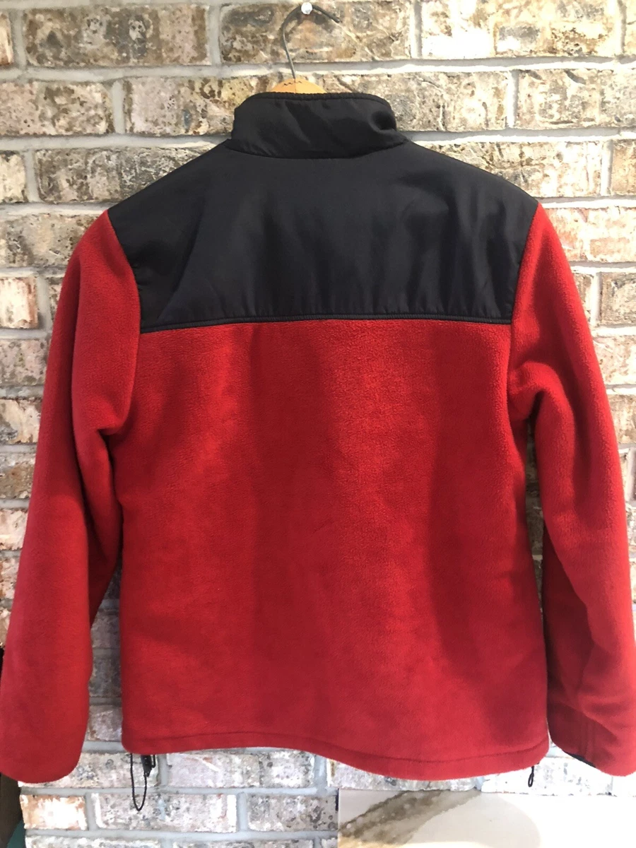 Delta Sonic Red Fleece Lines Zip Jacket Pockets Patch Medium M Quilt Lined