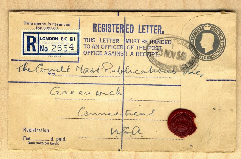 1953 Registered Cover Great Britain with Registered Label & 8.5 Pence Wax Seal
