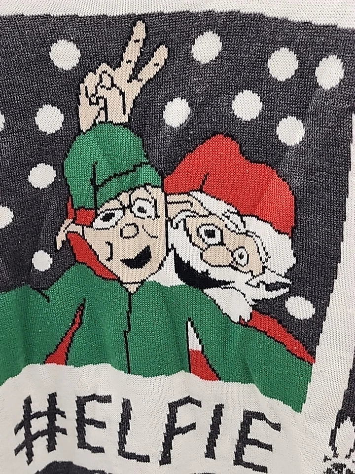 Unisex Forum Santa & Elf Hashtag Elfie #elfie Adulto Feo Navidad Suéter M Foto 4 de 4