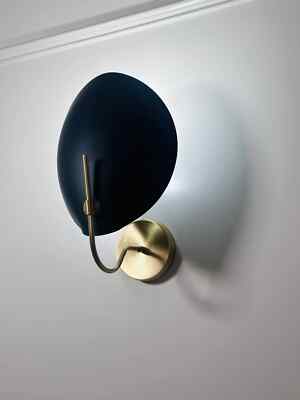 Handmade Curved Brass Wall Scone - Modern Light Fixture Mid Century STILNOVO