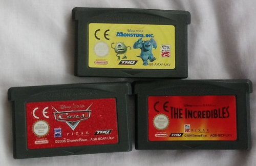 Disney Pixar Cars Incredibles & Monsters Inc - Game Boy Advance GBA Carts Lot - Picture 1 of 2