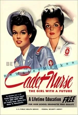 Cadet Nurse 1944 WW2 USA Military Recruiting Vintage Poster Print Art Retro Ad