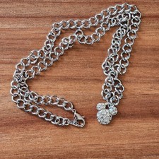 Disney Mickey Mouse Necklace Rhinestone Pendant 18" Chain