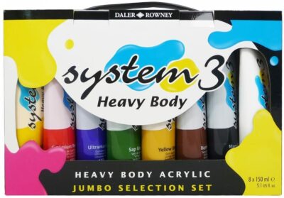 Daler Rowney System 3 Heavy Body Acryl - Jumbo Selection Set 8 x 150ml Tuben)