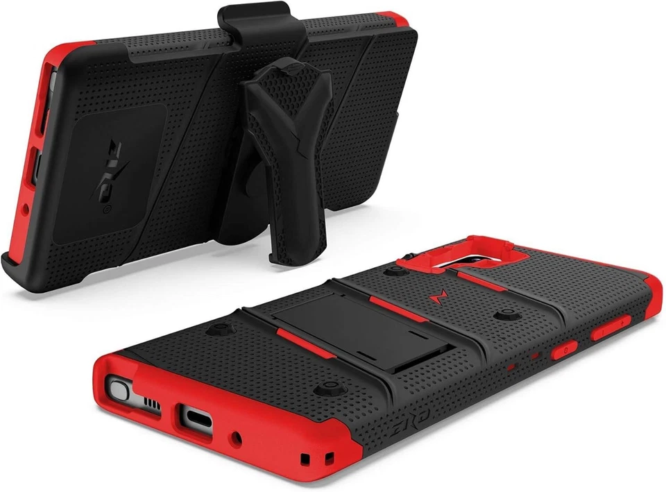 Funda con soporte y cordón Zizo Bolt Bundle Galaxy Note 10 - negra/roja Foto 4 de 4