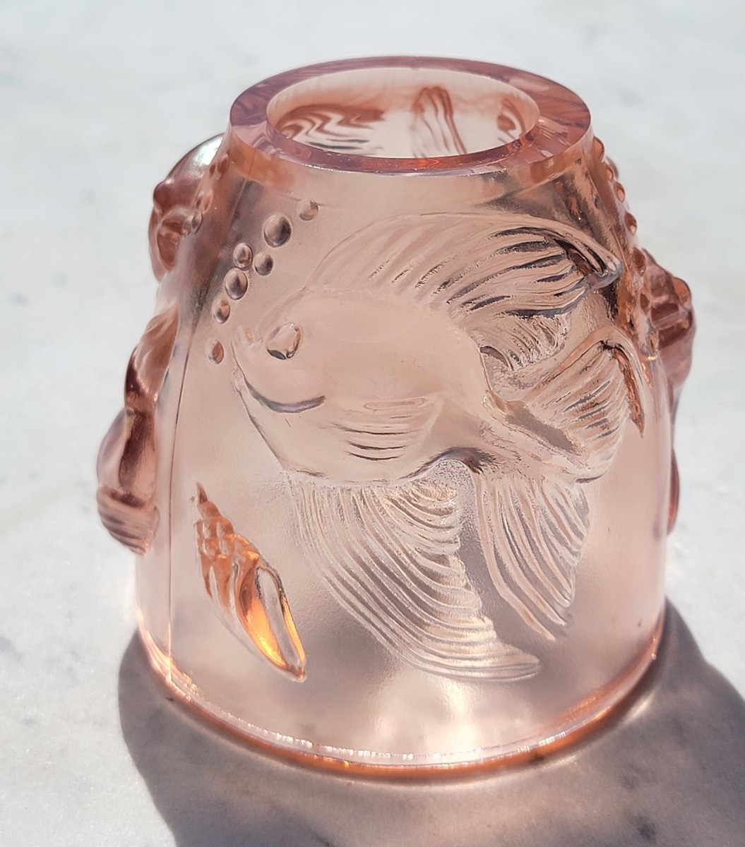 Fenton Art Glass Pink Iridescent Atlantis Koi Fish Fairy Lamp TOP