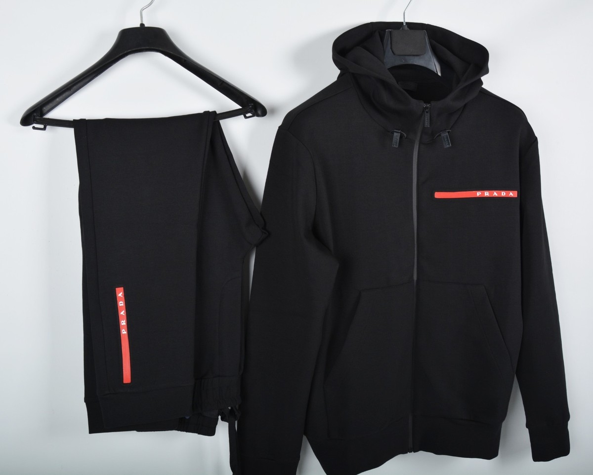 Men's Prada Black Technical Track Suit Set S | Zip-Up Jacket