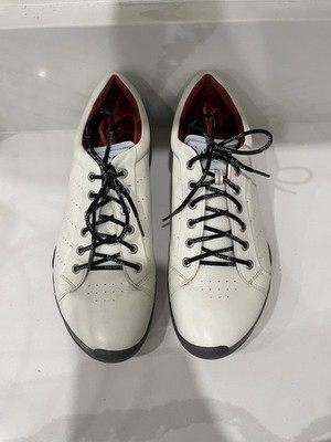 ECCO Biom Hybrid 2 Men's Leather Golf Sneakers White/Black/Red size 9-9.5