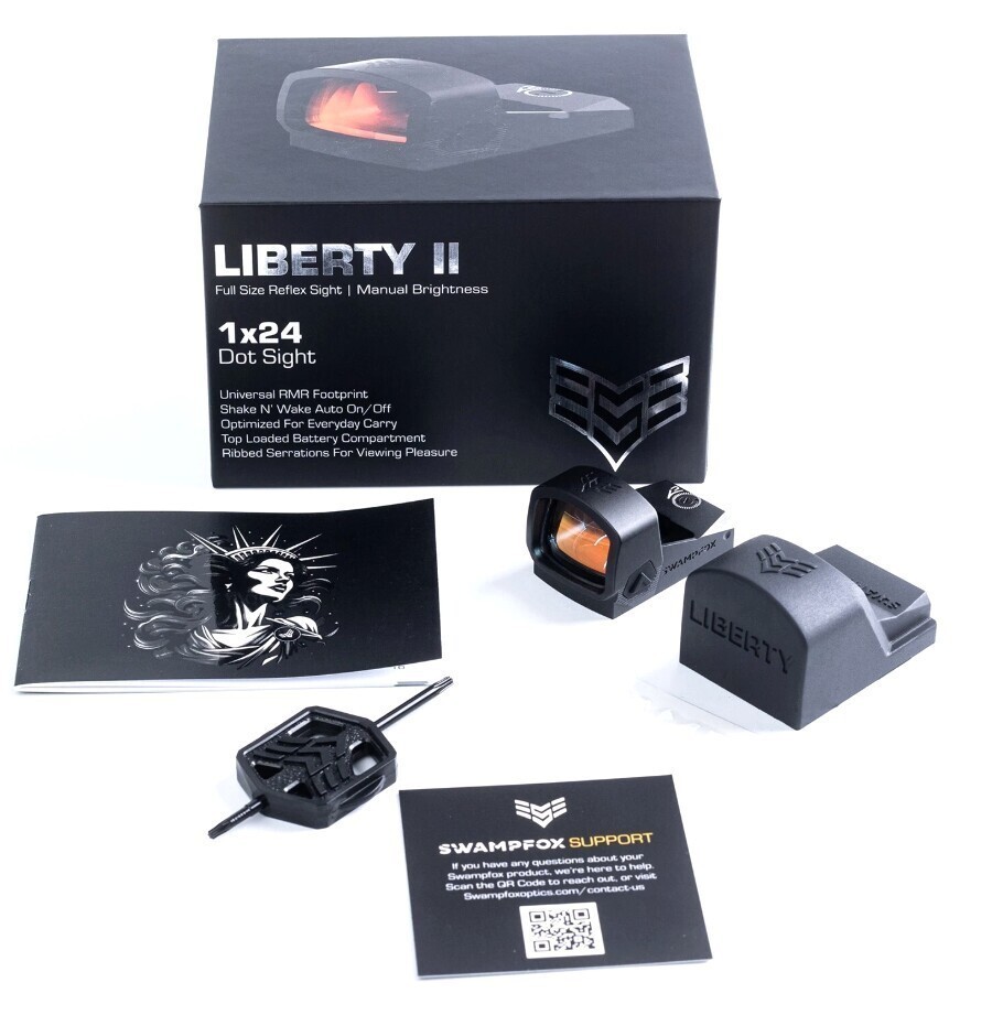 Swampfox Liberty II 1x24mm Red Dot Sight with Multi-Reticle RMR Tactical Footprint