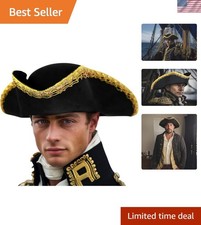 Adult Colonial Tricorn Hat in Gold - Ideal for Halloween  Role-Playing