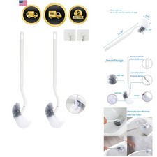 Toilet Bowl Brush 2 Pack Curved Deep Cleaning Commercial Toilet Brush White