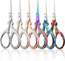 Chumia 6 Pieces 3.6 Inch Embroidery Scissors Bulk Cross Stitch Retro Colors 