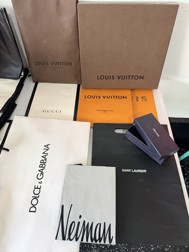 Louis Vuitton Gucci Prada YSL D&G Neim Logo Paper Gift Bags Lot Multicolor