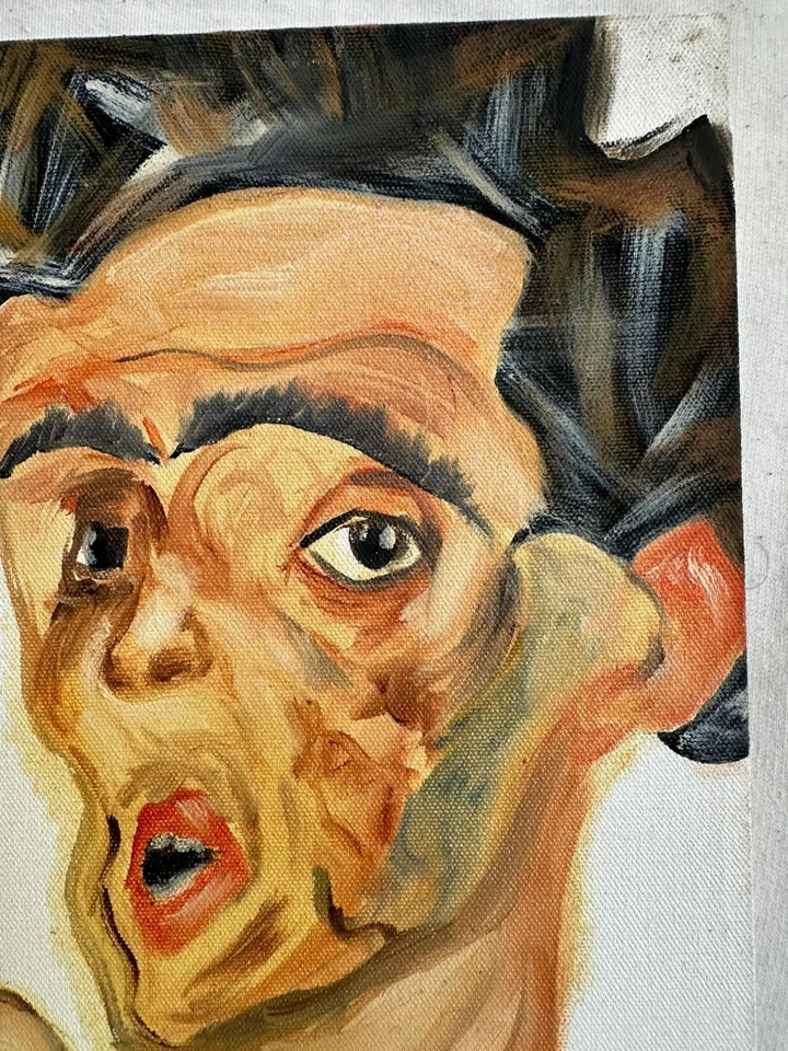Cuadro EGON SCHIELE óleo sobre lienzo firmado estampado vintage Foto 4 de 4