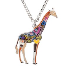 Enamel Chain Heart Giraffe Necklace Pendant For Women Floral For Women Charm Br