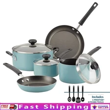 Dishwasher Safe Nonstick Aluminum 12 Piece Cookware Set W/ Kitchen Tools New