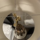Gold Green Red Metallic Metal Table Lamp w/ White Fabric Drum Shade — photo 4