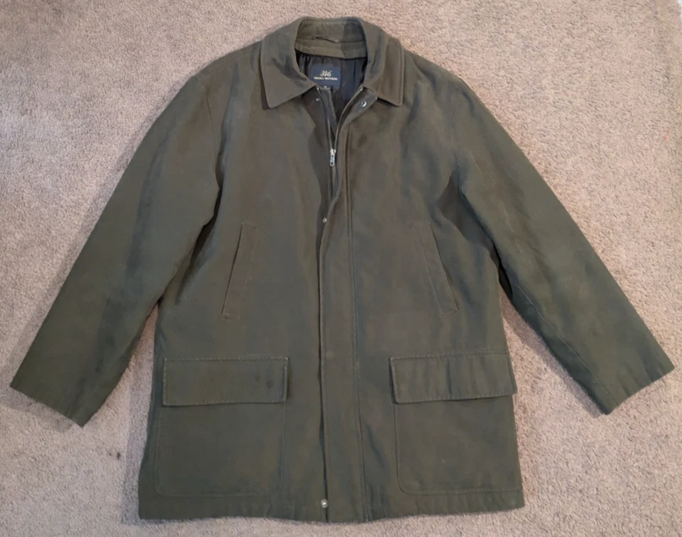 Abrigo de coche Brooks Brothers forrado de lana verde mediano para hombre Foto 2 de 4