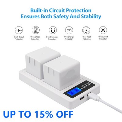 2PCS A-1 Batteries + LCD Dual USB Charger Kit for Arlo Pro Security Camera Power